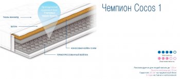 ЧЕМПИОН COCOS 1 - ортопедический матрас 80х190