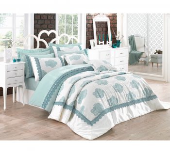 Покрывало Cotton Box Покрывало Delux RODEZ MINT, Ментоловый, Евро, 260х270 см, 50х70см (2шт) (02007708)-бесплатная доставка по Украине